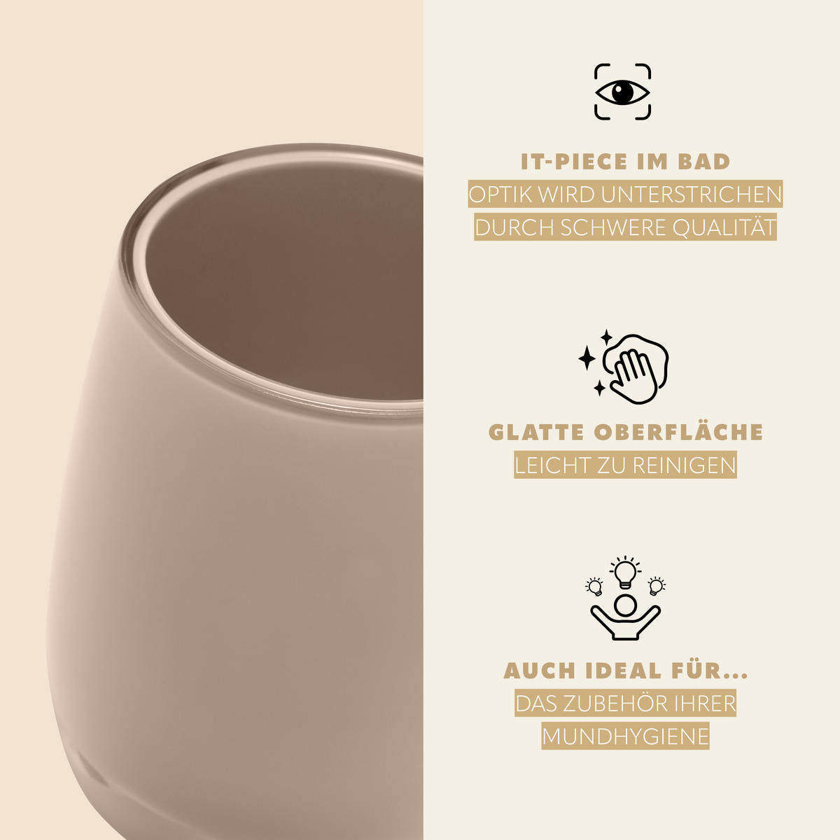 ZAHNPUTZBECHER SAVONA, braun - Cappuccino, Kunststoff (8/9.5/8cm) - bremermann