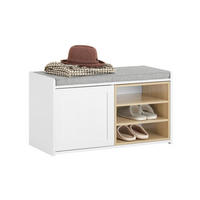 SCHUHBANK Weiß-Natur - Weiß, Holzwerkstoff (80/43/36cm) - SoBuy