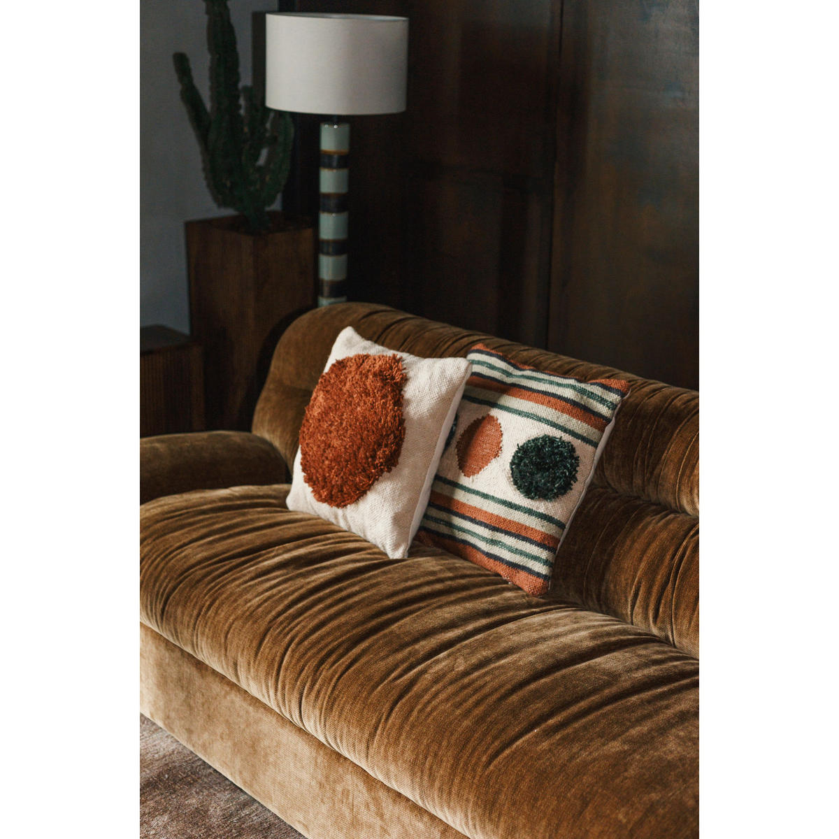 SOFA 3-SITZER Douglas Samt Cognac/ Braun - Braun, Kunststoff (214/78/102.5cm) - Dutchbone