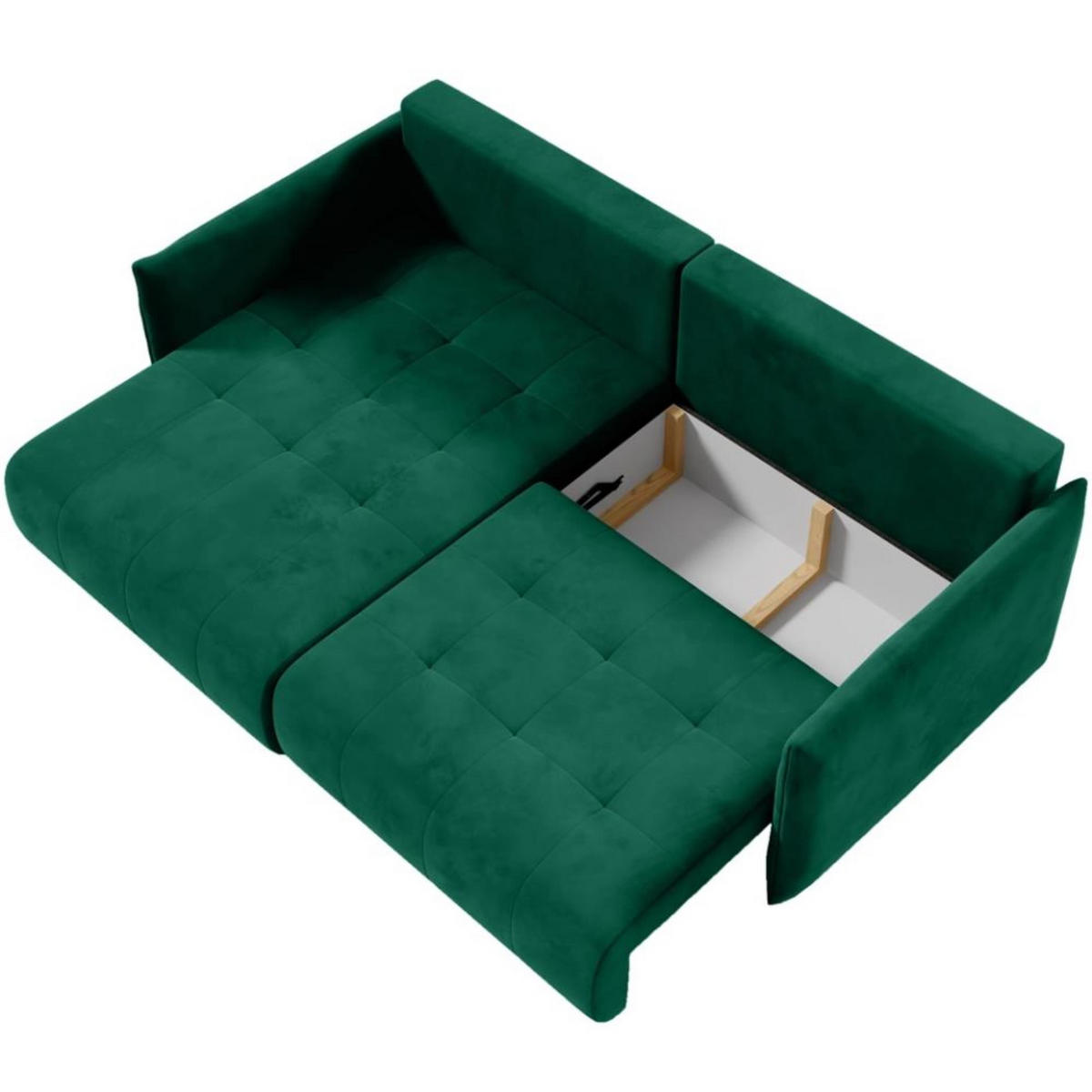 ECKSCHLAFSOFA Henry Mini grün links - Schwarz/Grün, Kunststoff/Textil (221/153cm) - Beautysofa