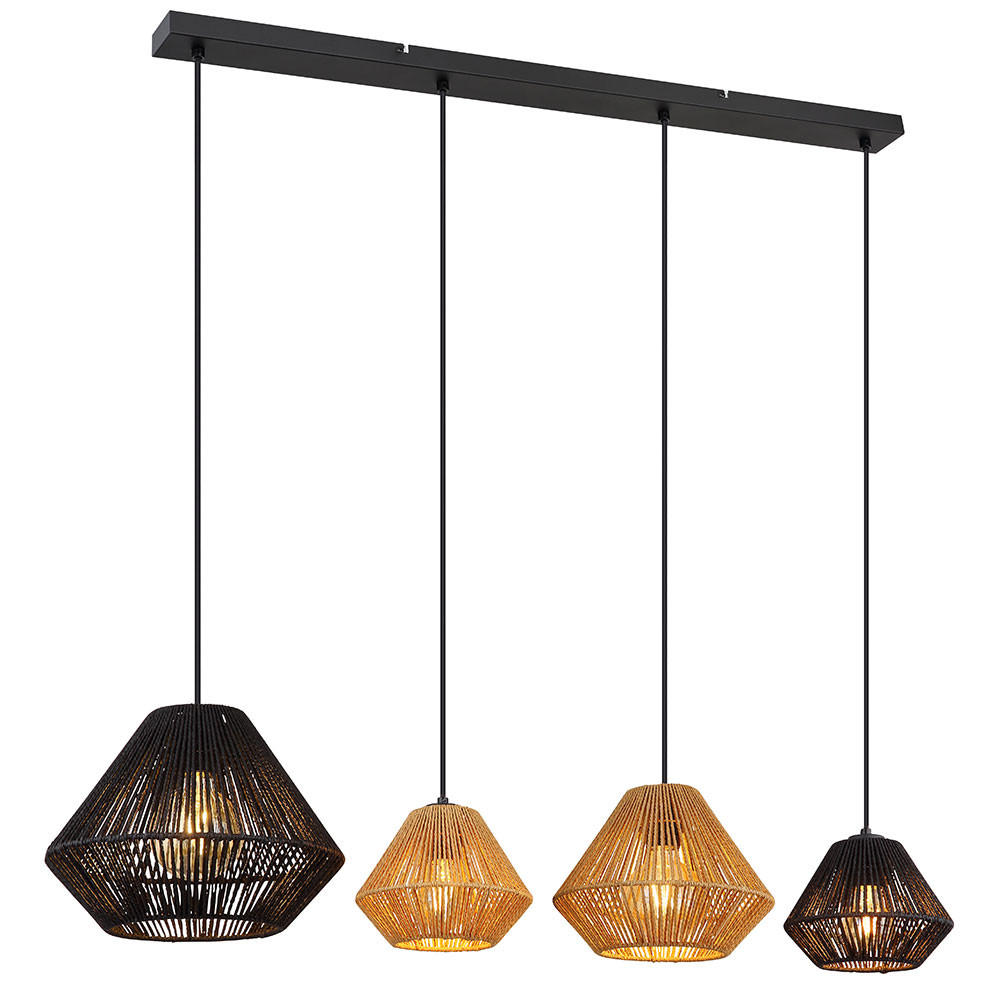PENDELLEUCHTE Naturseile Schwarz Beige - Schwarz, Metall (103/30/120cm) - Globo Lighting