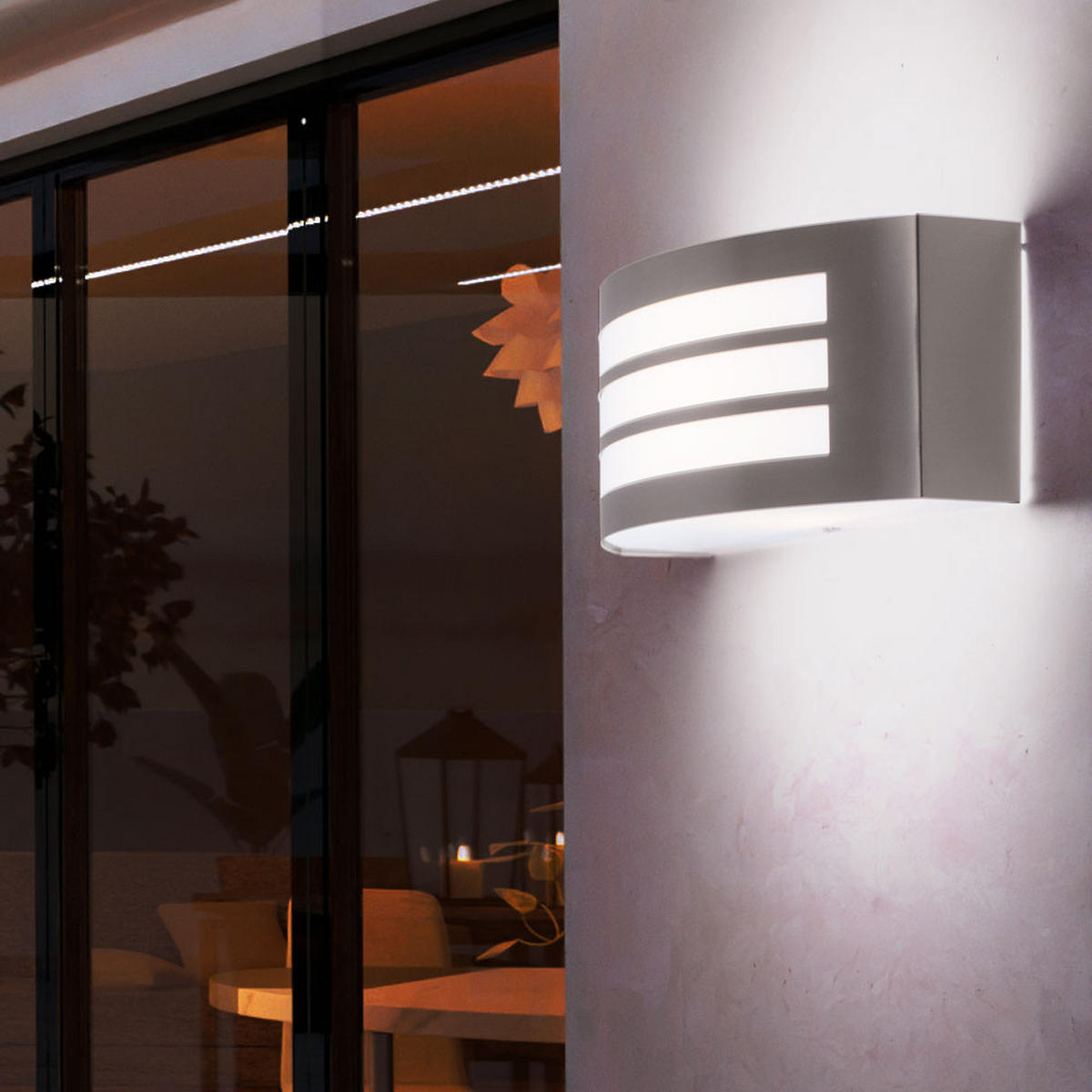 LED AUSSEN-WANDLEUCHTE Edelstahl Silber - Silberfarben, Metall (25/9/25cm)