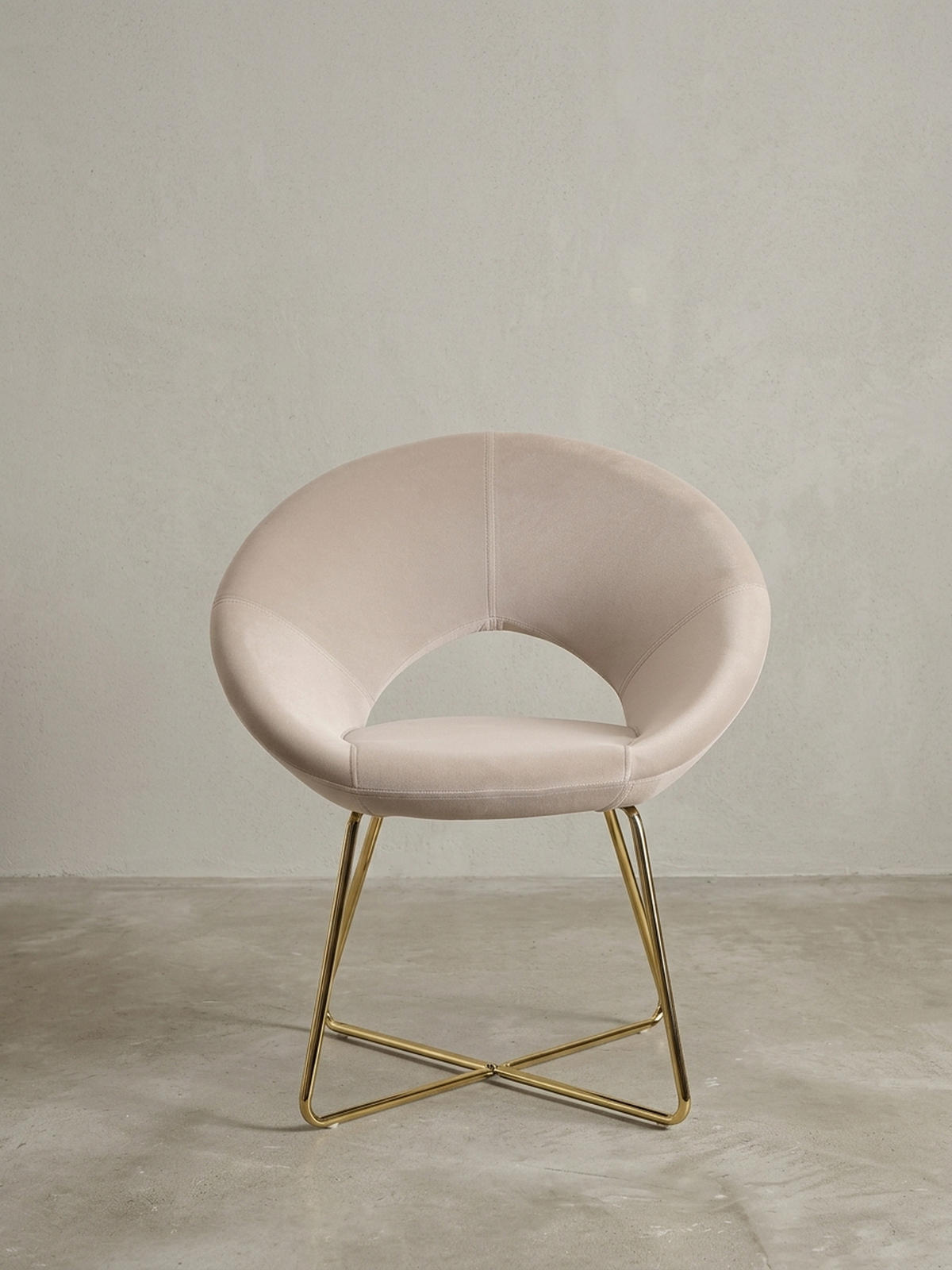 ESSZIMMERSTUHL Samtbezug mit Metallgestell Modern gepolstert, Beige - Beige/Goldfarben, Textil/Metall (60/83/57cm) - KADIMA DESIGN