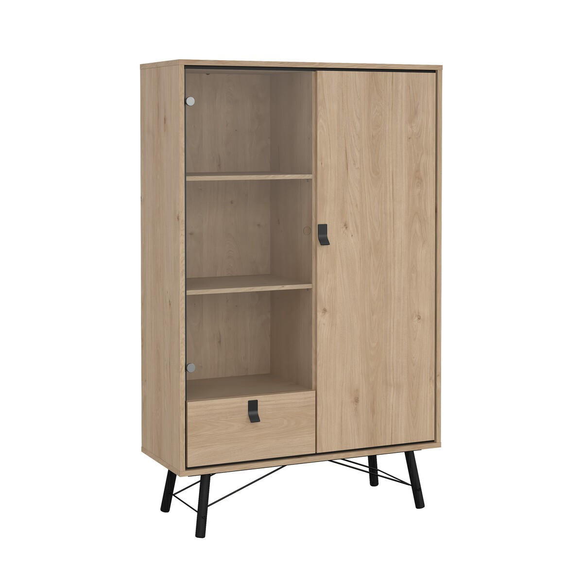 VITRINENSCHRANK, Ry, Eiche, Holzwerkstoff, 102 x 40 x 162 cm - Eichefarben, Holzwerkstoff (102/161.8/40cm) - Calicosy