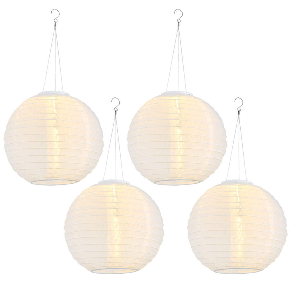LED AUSSENHÄNGELEUCHTE Lampion Weiß 4er Set - Weiß, Metall (30/30/55cm) - Globo Lighting