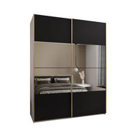 SCHWEBETÜRENSCHRANK 245,5/190/64 2-türig - Goldfarben/Schwarz, Holz/Metall (190/245/64cm) - Abiks Möbel