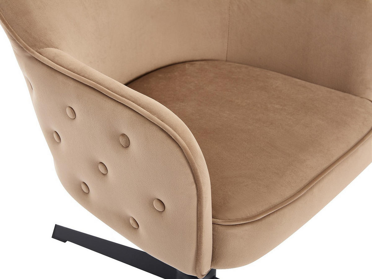 BÜROSTUHL ohne Armlehnen - 70 cm x 70 cm - samt - beige Capuli - Beige, Textil/Metall (70/80/70cm) - Vente-Unique