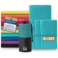 SPORTHANDTUCH microfiber 3er-Set , 180/90 cm & 2 x 80/40 cm,Hellgrün - Hellgrün, Textil (180/90cm) - Blumtal