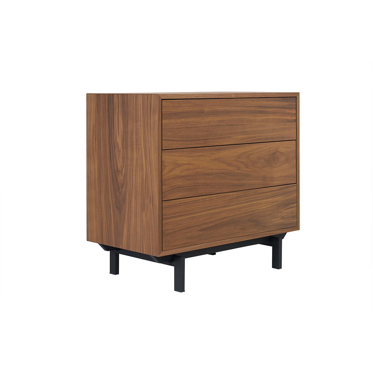 KOMMODE 3 Schubladen Walnuss Metall MANNY - Walnussfarben, Holz (45/75/80.5cm) - Miliboo