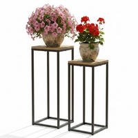 BLUMENSTÄNDER Metall Schwarz Eckig 2er Set 60 cm und 70 cm Pflanzenständer 96705 Blumenhocker - Schwarz, Metall (30/30/70cm)