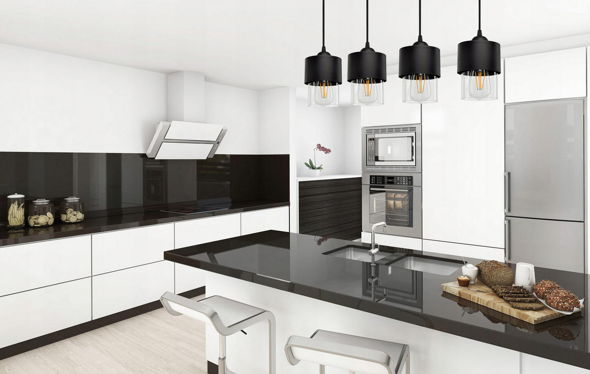 PENDELLEUCHTE Hege - Transparent/Schwarz, Glas/Metall (12/65/80cm) - kiki design