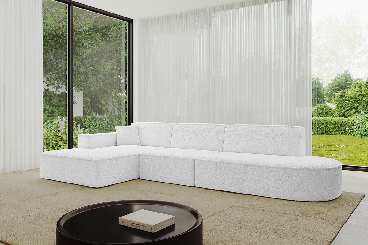 ECKSOFA Ottomane Links IREA-L2-v4 - 327x165x77 cm Weiß - Weiß, Holzwerkstoff/Textil (327/165cm) - ALTDECOR