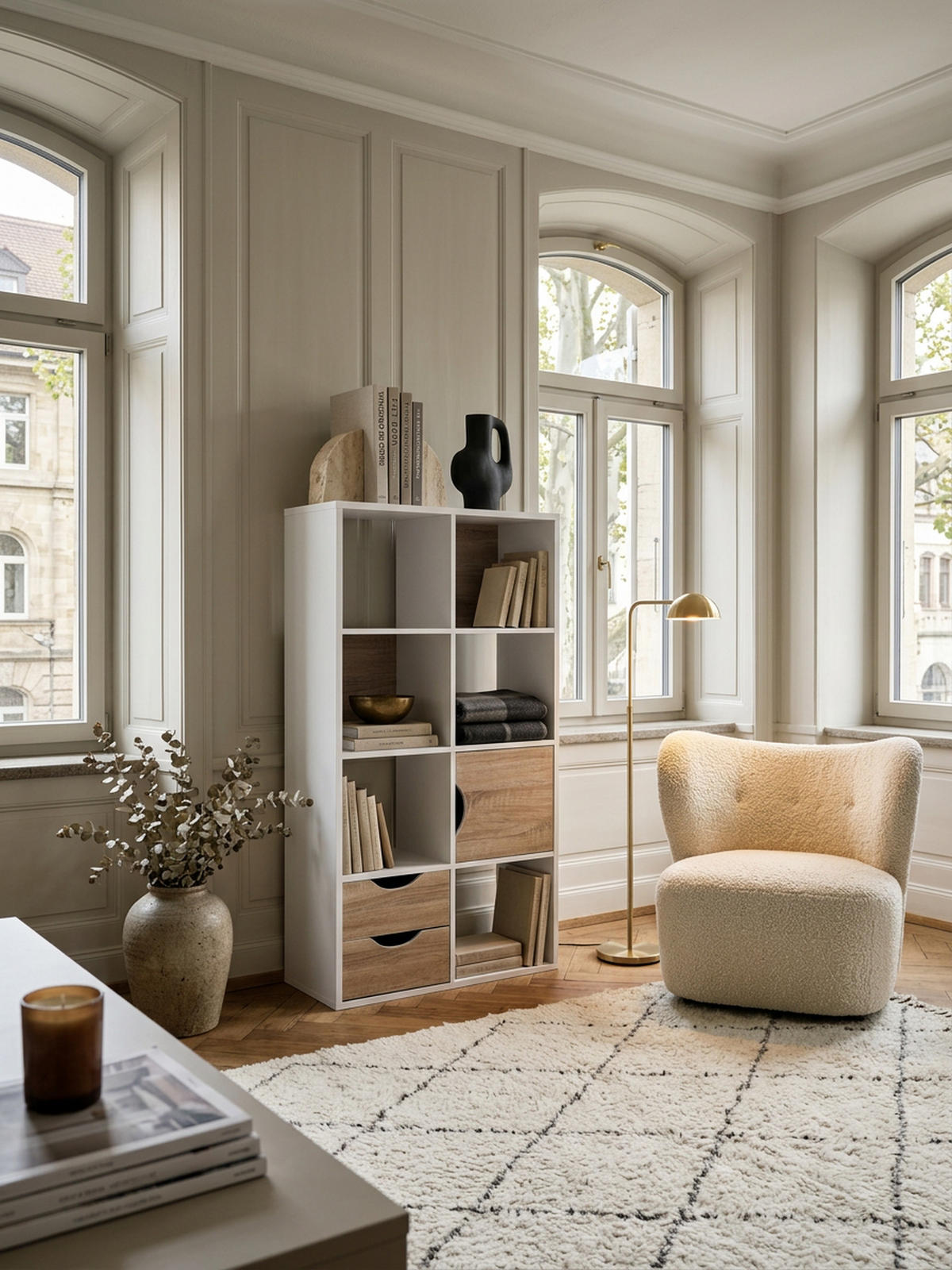 BÜCHERREGAL – Sonoma Eiche/Weiß, 8 Fächer, modern, Raumteiler-funktion - Weiß, Holz (60/120/29cm) - KADIMA DESIGN