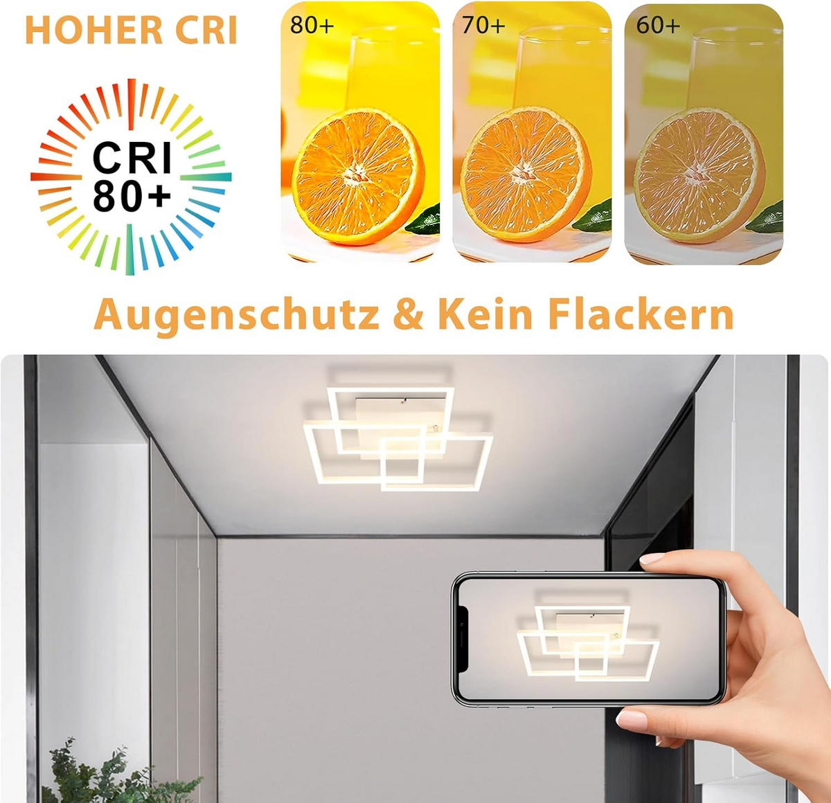 LED-DECKENLEUCHTE Schildfluch 40.0/9.0/40.0 cm - Schwarz, Metall (40/40/9cm) - ZMH