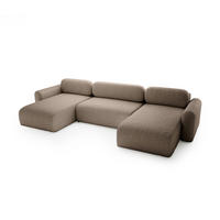 WOHNLANDSCHAFT mit Schlaffunktion Thekla U, Brown - Braun, Textil (366/70/150cm) - Fedve