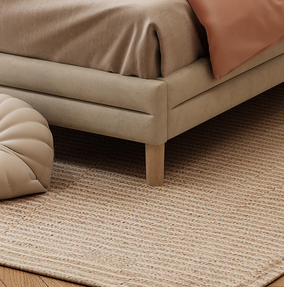 POLSTERBETT 90/200 cm Beige aus Samt mit LED-Streifen - Beige, Textil (90/200cm) - OKMYHOME