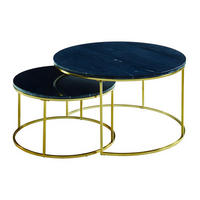 COUCHTISCHE - schwarzer Marmor & goldfarbenes Metall - ANGELA - Schwarz, Stein (80/80/45cm) - Pascal Morabito