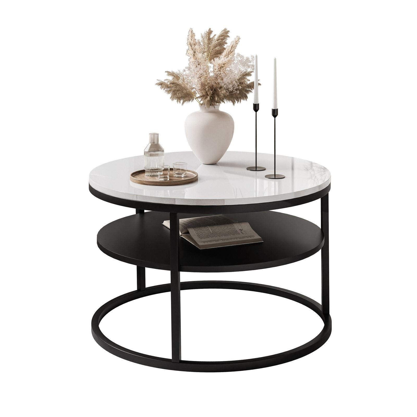 COUCHTISCH CIRI SLIM mit Regal Hochglanz - Schwarz, Holzwerkstoff (60/60/42cm) - Lookway