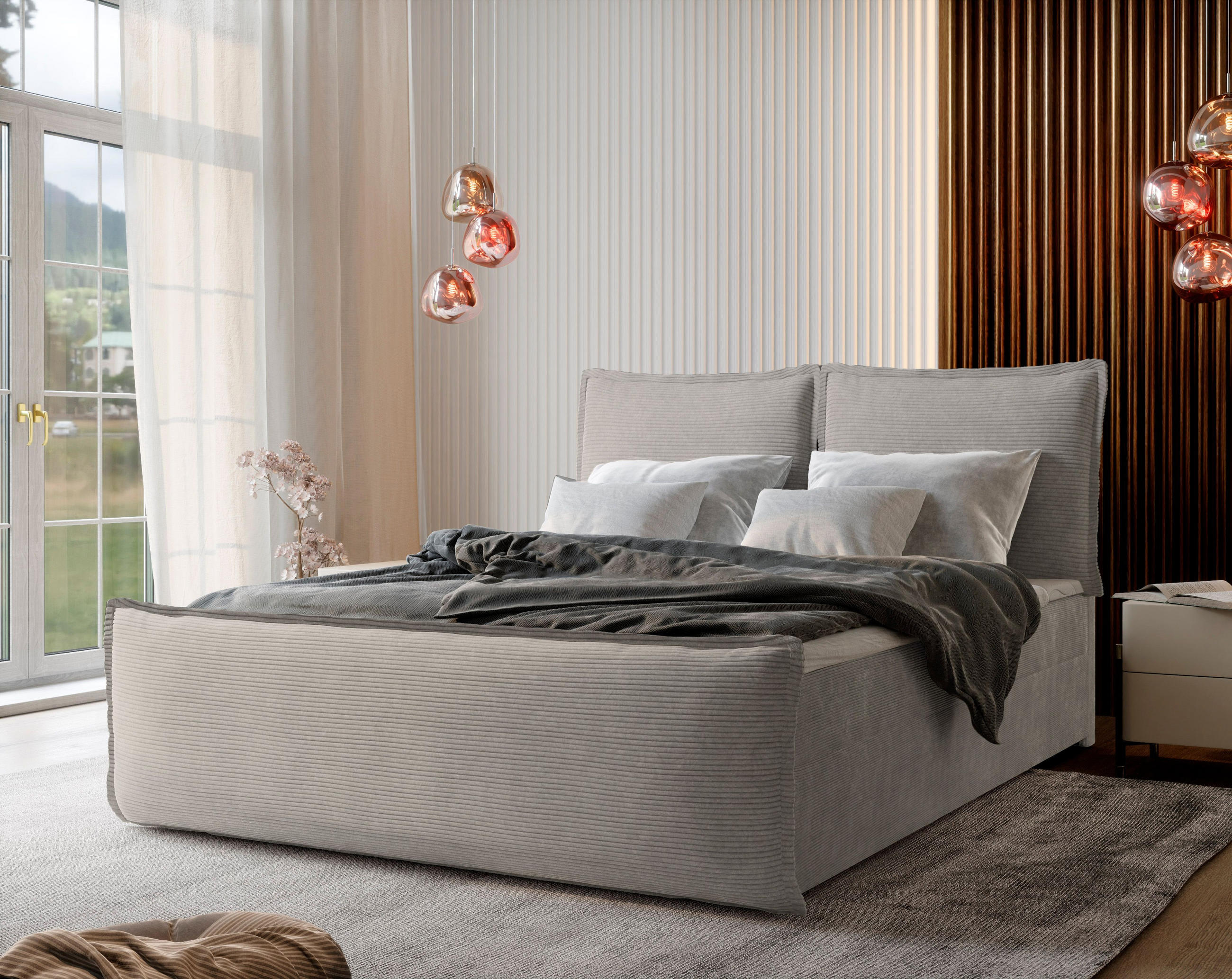 BOXBETT MONTA 160x200 cm mit Matratze und Topper - Beige - Beige, Holz (160/200cm) - MASSENO