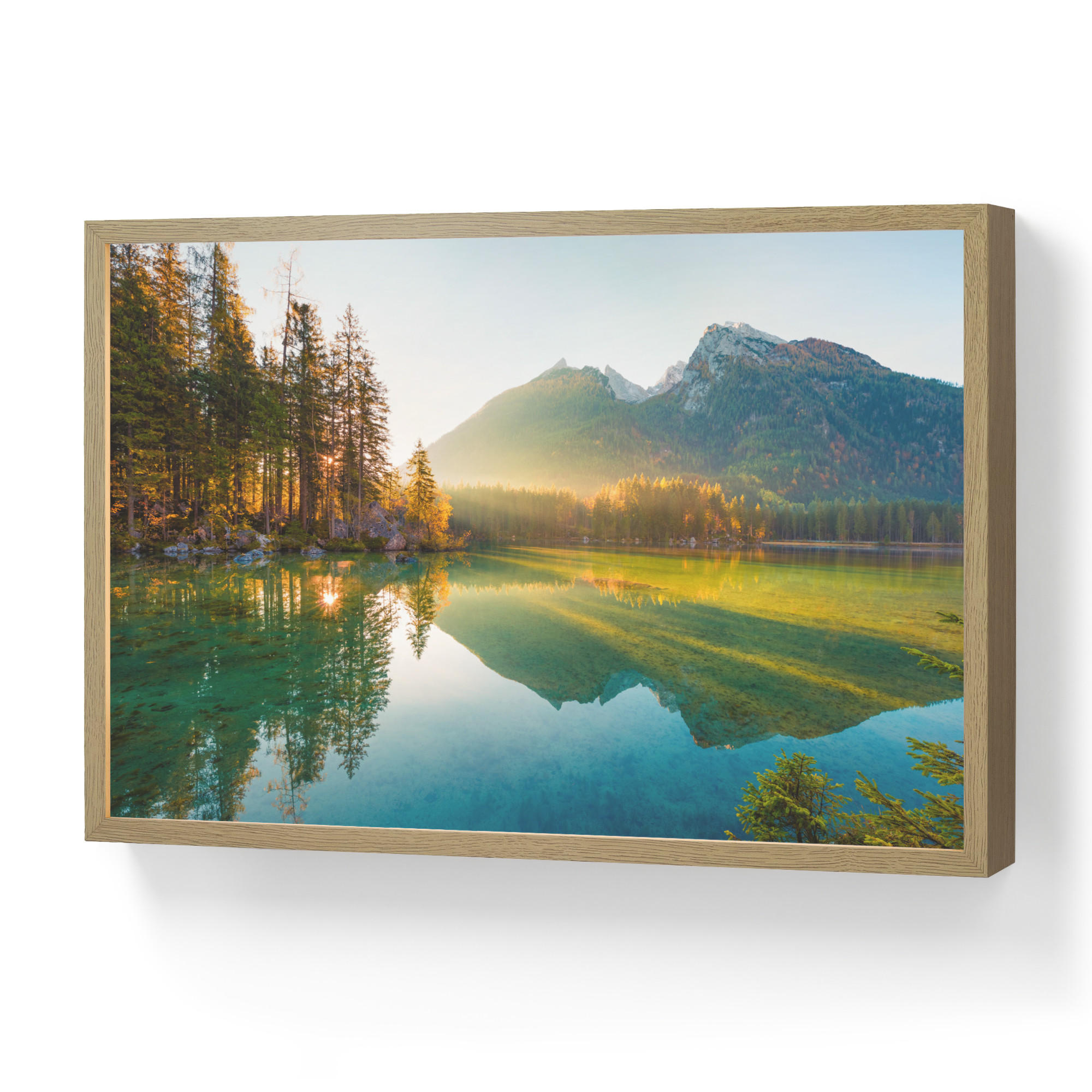 OnlyWow NÁSTĚNNÁ LAMPA S AKUMULÁTOREM Jezero - Les - Hory - Příroda - Slunce - Krajina 60x40 cm