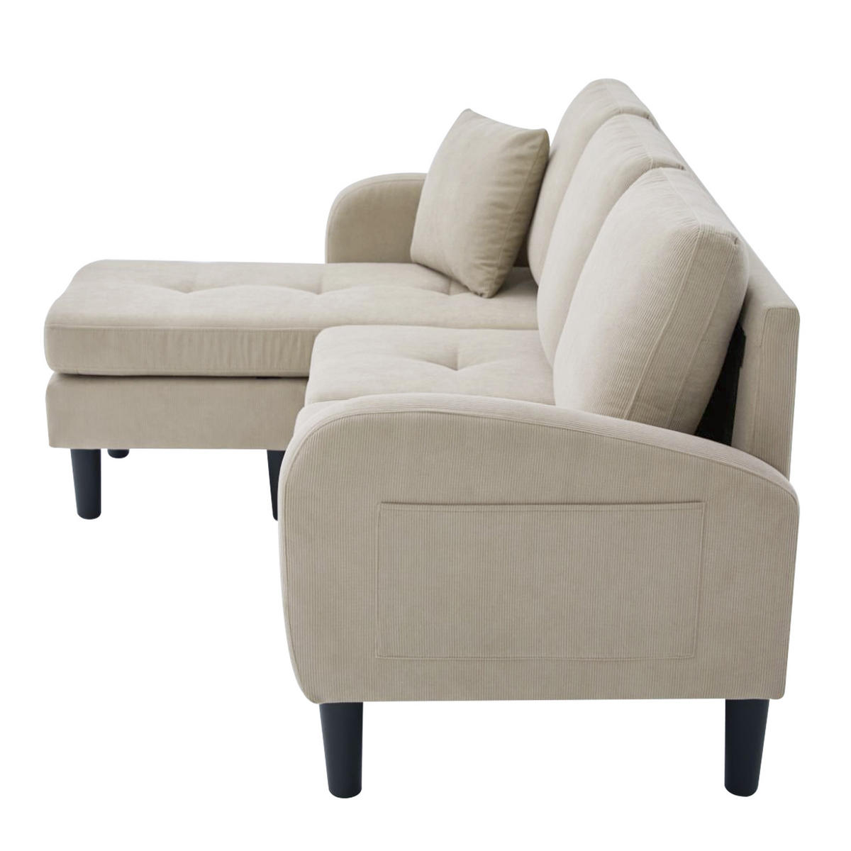 ECKSOFA 166/118/77 cm Hellbraun mit Chaiselongue - Hellgrau, Textil (166/118cm) - Oxeza