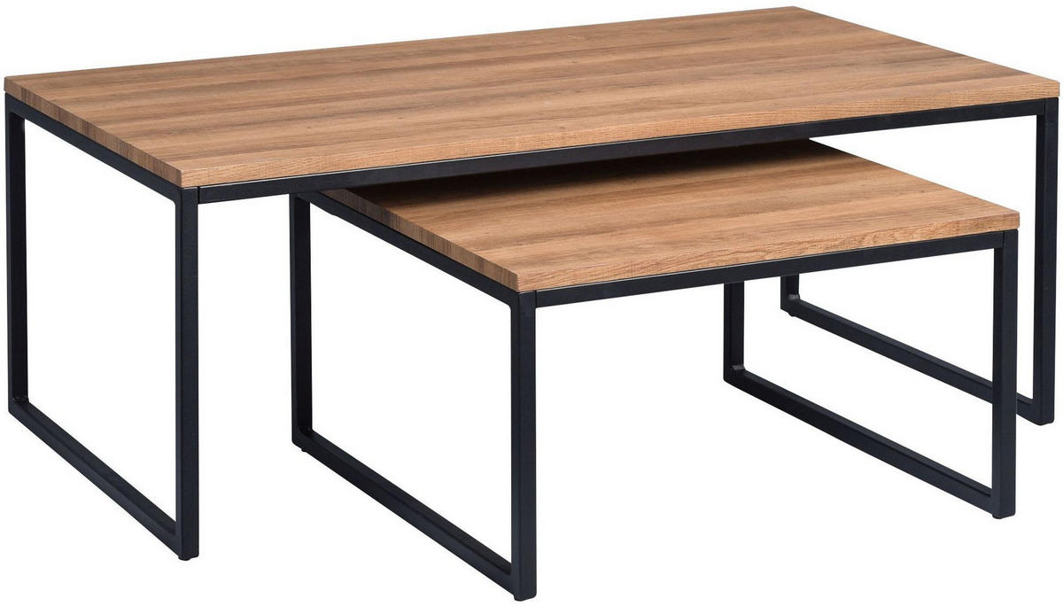COUCHTISCH Jakarta mit Metallgestell Rechteckig Eiche Dekor 60/35/60 cm - Braun, Holz (60/35/8.1cm) - M2 Kollektion