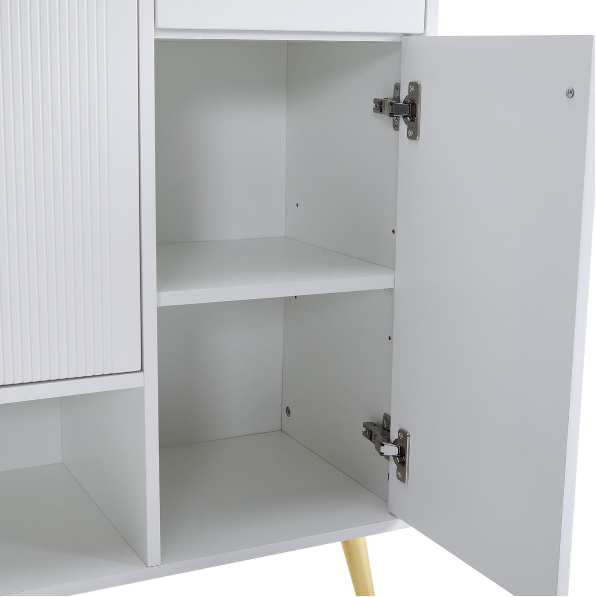 SCHUHSCHRANK aus Spanplatte 130x37x100cm Weiß mit 2 Schubladen - Weiß, Holzwerkstoff (130/100/37cm) - Modfu