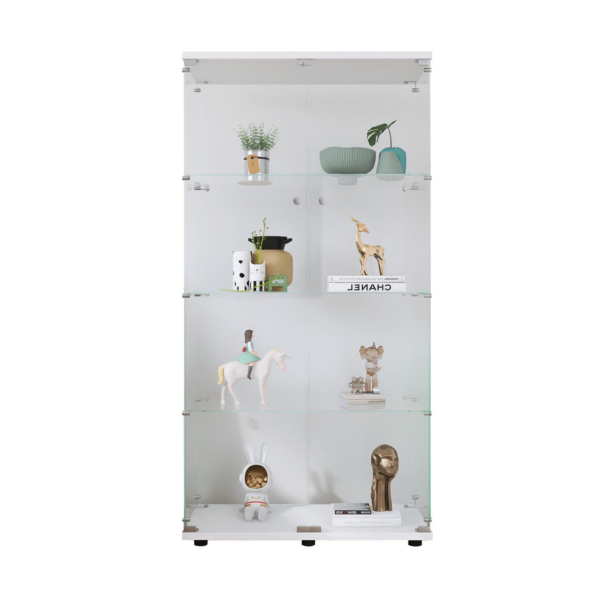 VITRINE Glasvitrine Weiß Mit 2 Türen, 4 Ebenen & Schloss - Weiß, Holz (36/164/80cm)