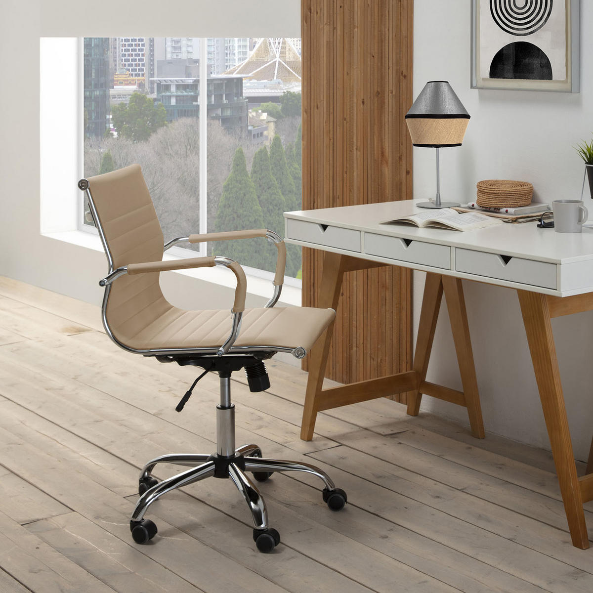 SCAUN ROTATIV Croma cu funcție de pat, culoare taupe - taupe, blană (62/91/54cm) - VS Venta-stock