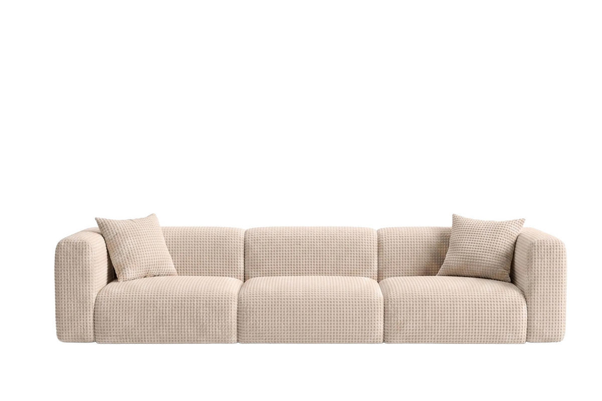 SOFA 3-Sitzer, Chenille-Stoff Cremona, Creme, GRETA - Creme, Holz (319/70/89cm) - Kaiser Möbel