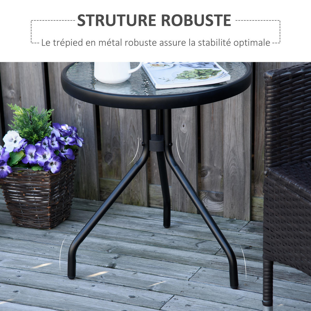 BALKONTISCH DE-14079 rund, Ø50x55 cm Schwarz - Schwarz, Metall (50/50/55cm) - ComfortXL