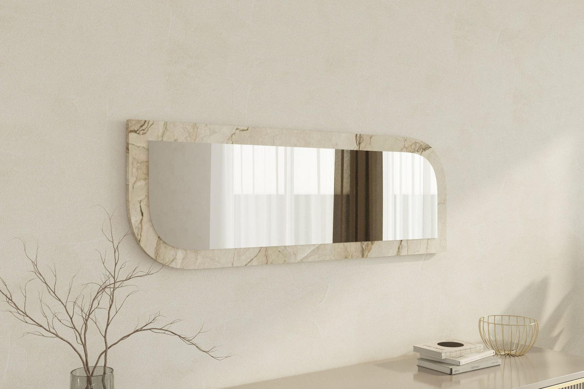 WANDSPIEGEL 120x40cm Granit Optik Designspiegel - Grau, Glas (120/40/2cm) - Ibonto