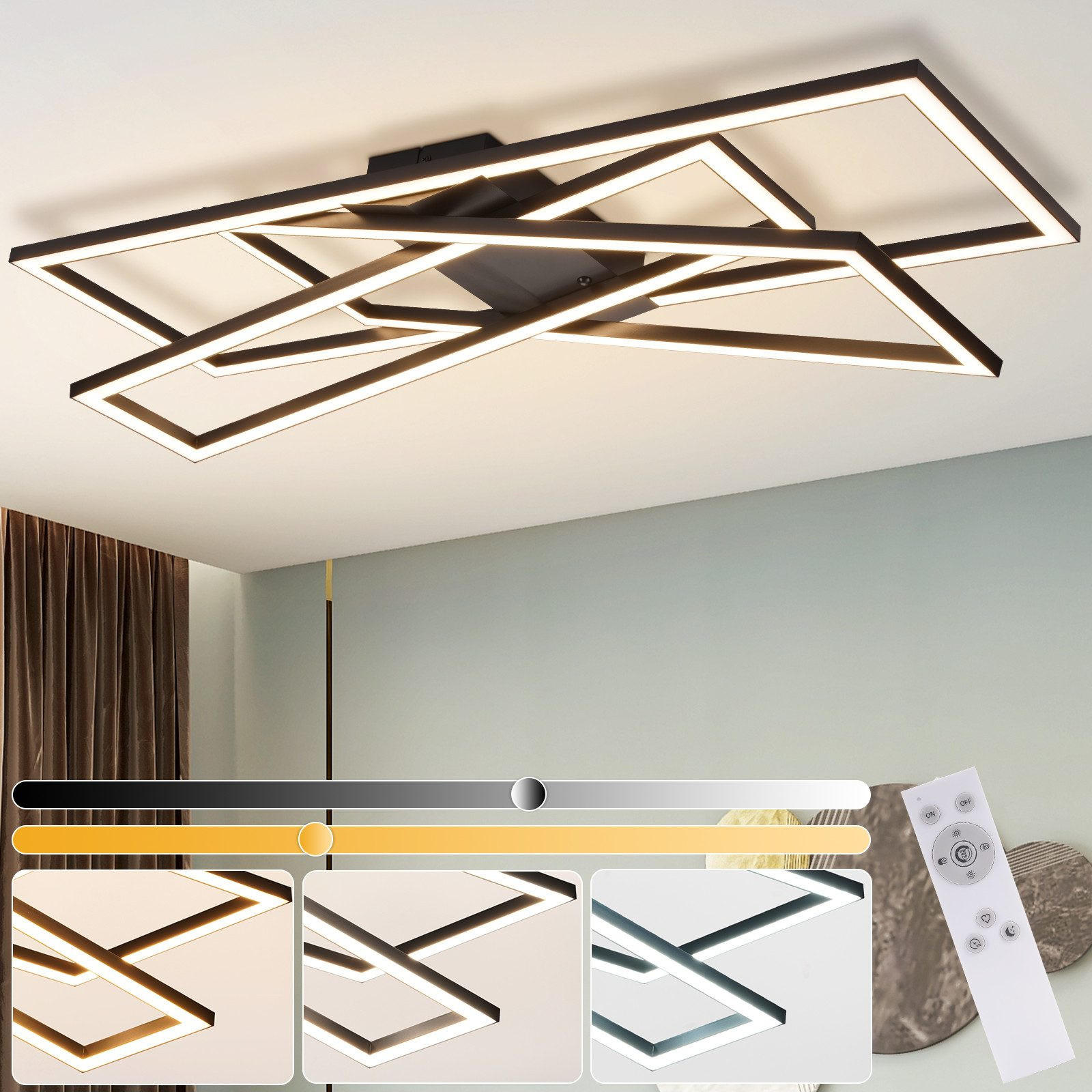 LED-DECKENLEUCHTE Mabee 23.5/75/13.5cm - Schwarz, Metall (75/23.5/13.5cm) - Nettlife