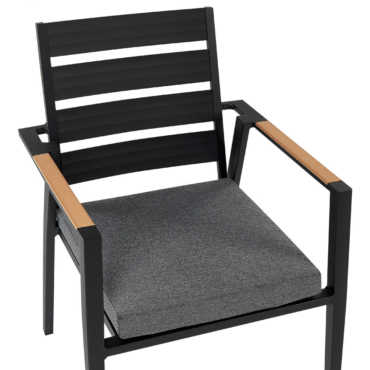 GARTENSTUHL 6er-Set Aluminium schwarz Taviano - Schwarz, Metall (54/86/58cm) - Beliani