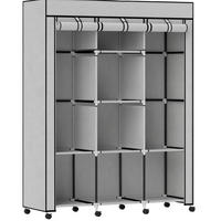 KLEIDERSCHRANK 125/43/162,5 cm hellgrau aus Stoff mit 8 Fächern und 2 Kleiderstangen - Hellgrau, Holzwerkstoff (125/162.5/43cm) - OKWISH