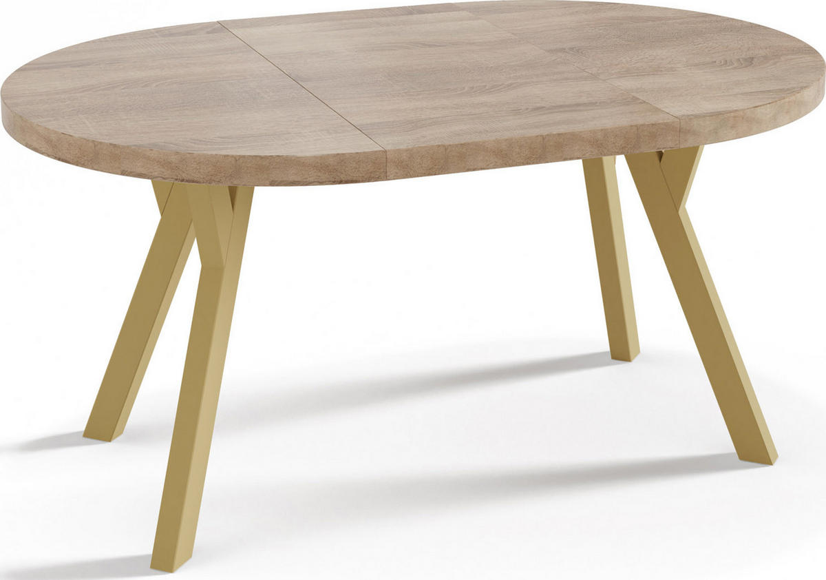 ESSTISCH Mateo runder ausziehbarer, Sonoma Eiche 100-200/100/76 cm - Goldfarben/Sonoma Eiche, Holz/Holzwerkstoff (100/100/76cm) - WFL GROUP