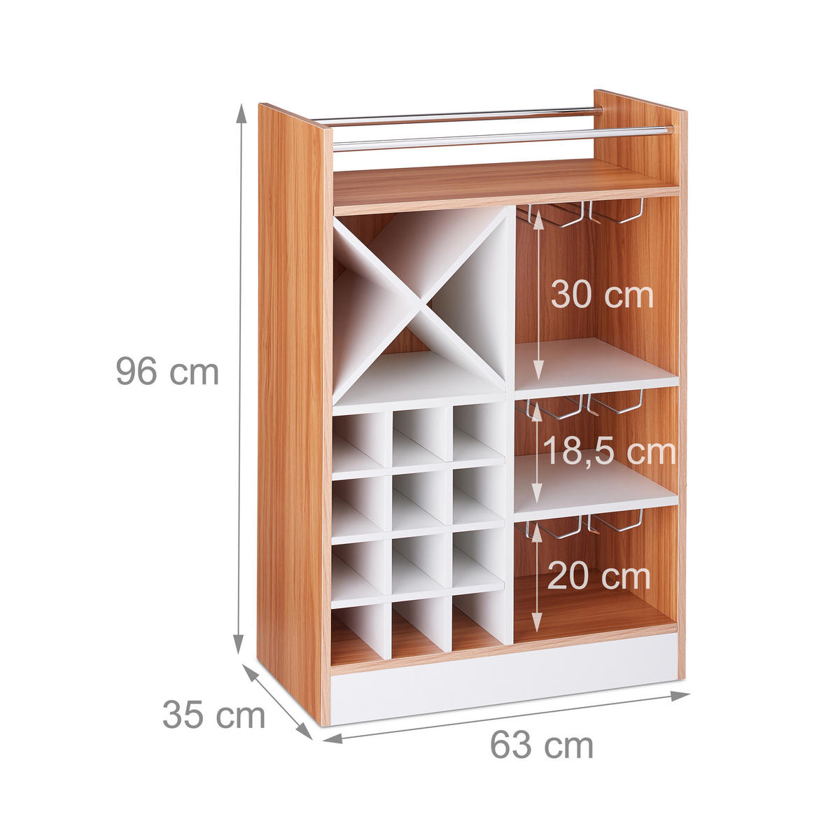 WEINREGAL - Multicolor, Holzwerkstoff (63/96/35cm) - Relaxdays