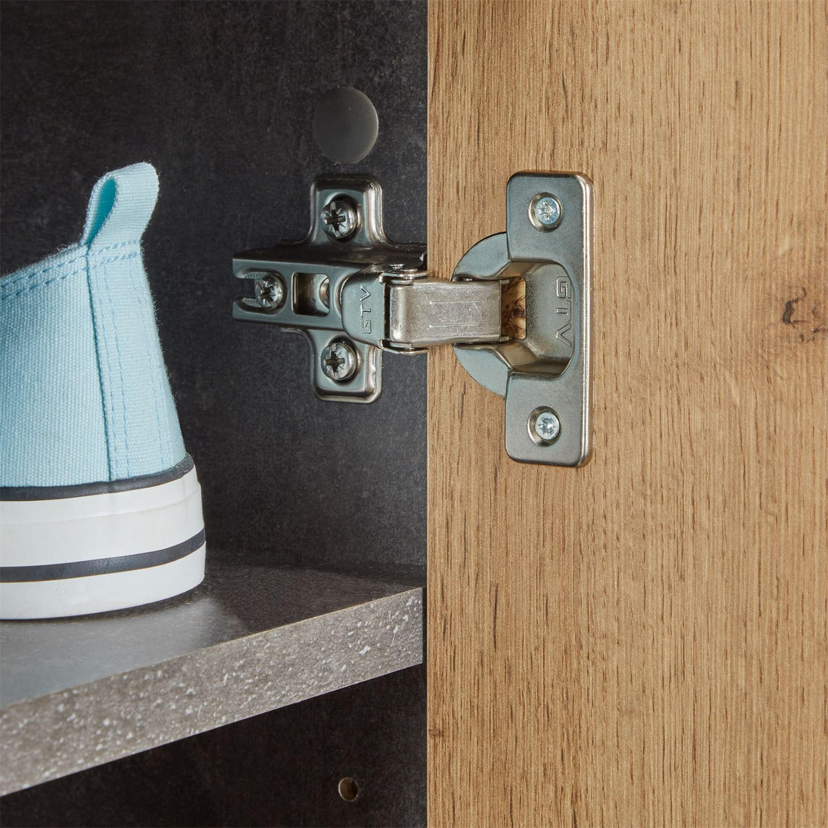 SCHUHSCHRANK LENNIS - Dunkelgrau/Eiche Wotan, Holzwerkstoff (60/70/35cm) - CARO-Möbel
