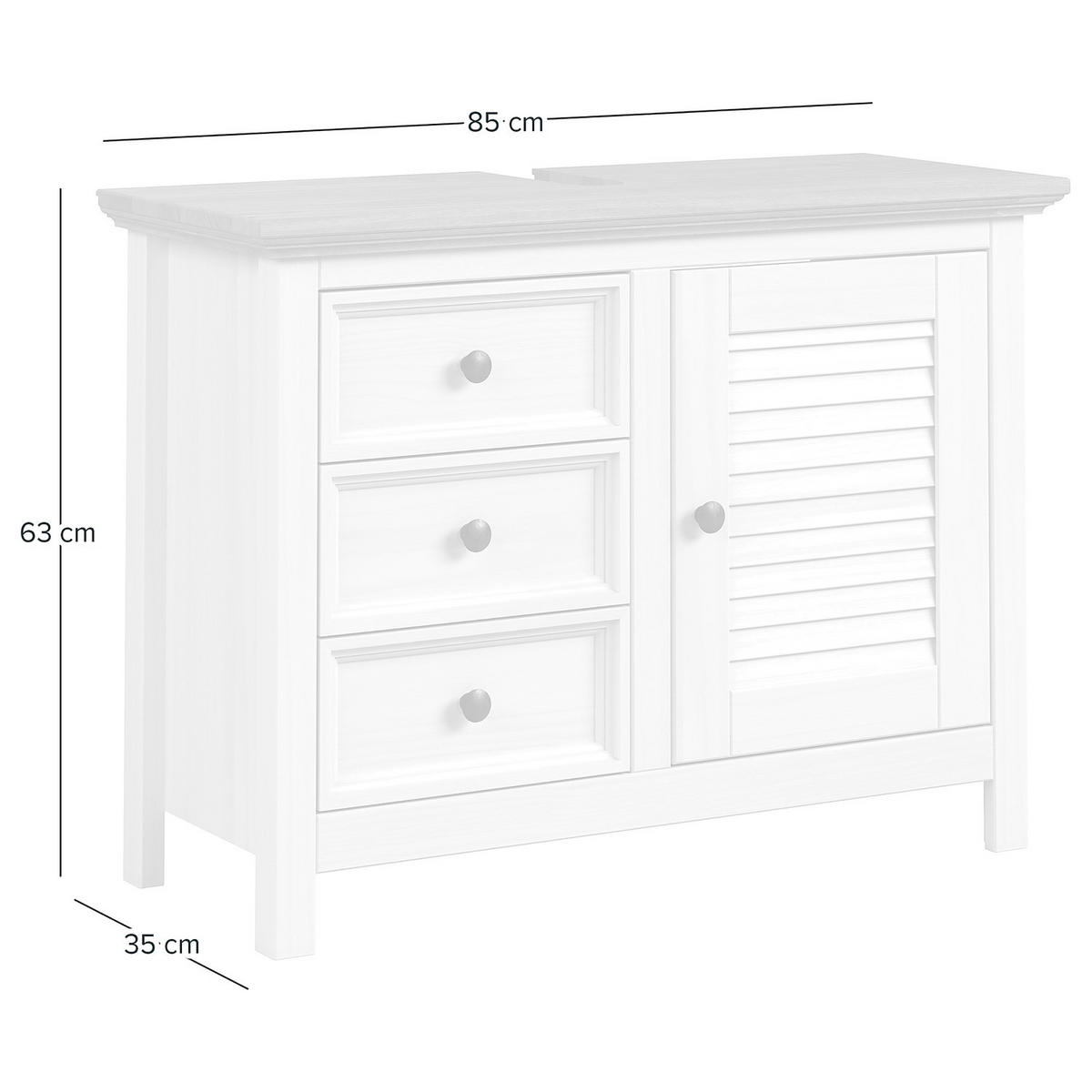 WASCHBECKENUNTERSCHRANK - Kiefer - Braun/Kieferfarben, Holz/Metall (86/63/35cm) - home24