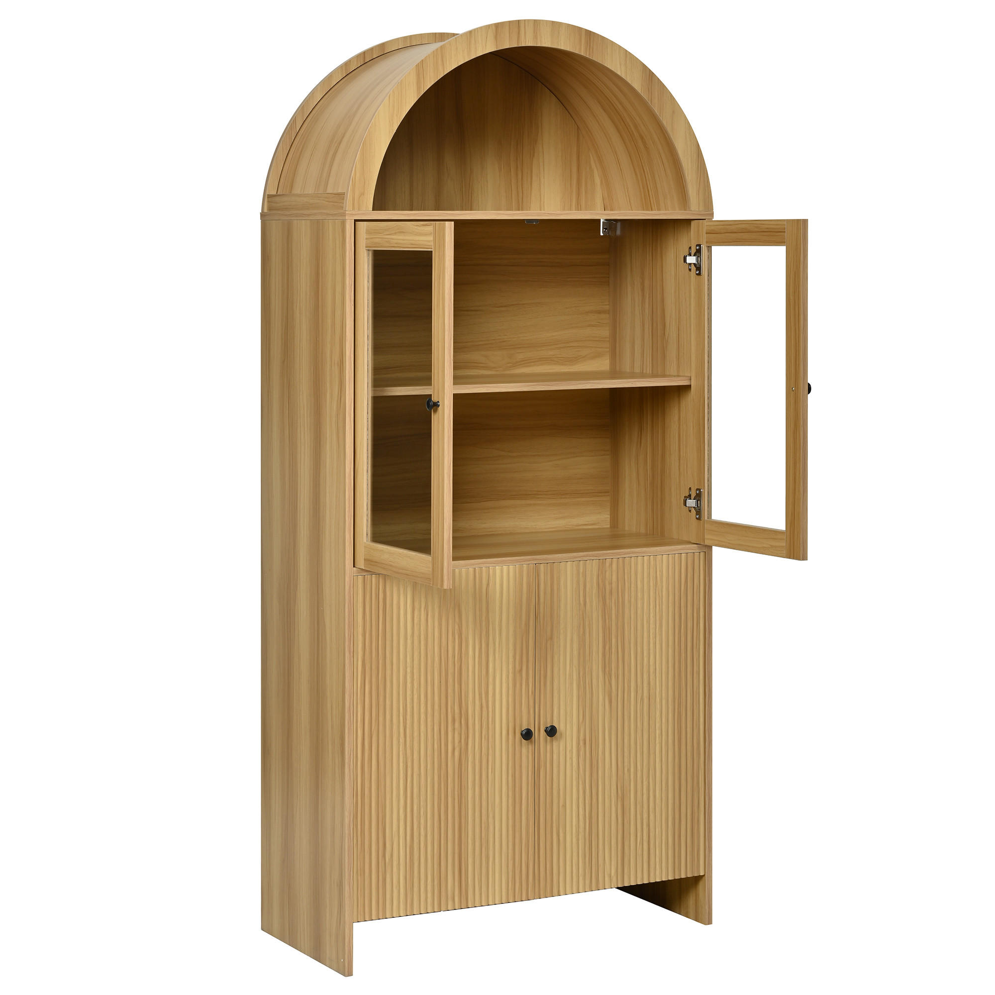 HIGHBOARD DE-37590 78/40/176 cm mit Bogendecke und Glastüren Natur - Naturfarben, Holzwerkstoff (78/176/40cm) - ComfortXL
