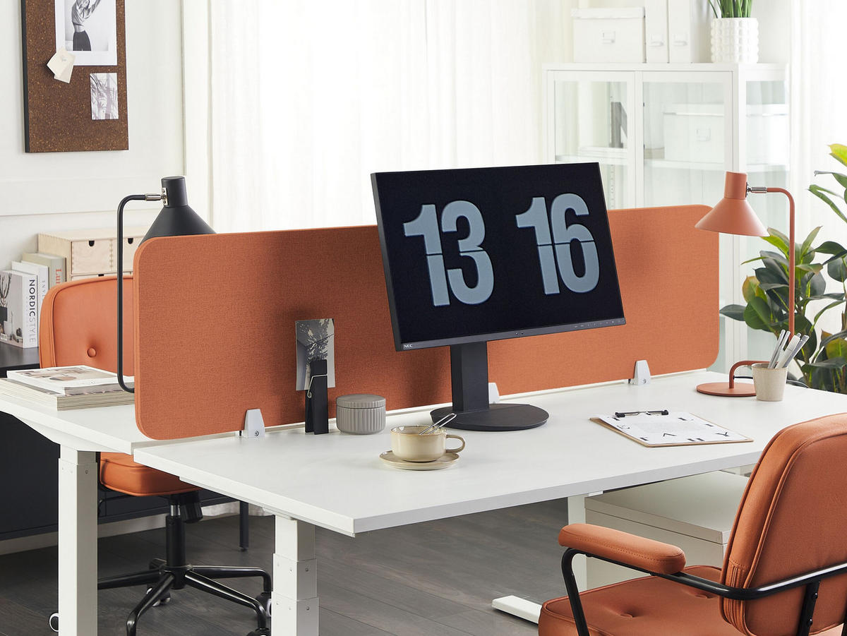 SCHREIBTISCHTRENNWAND 180 x 40 cm Hellrot Wally - Rot, Textil (180/40/2cm) - Beliani
