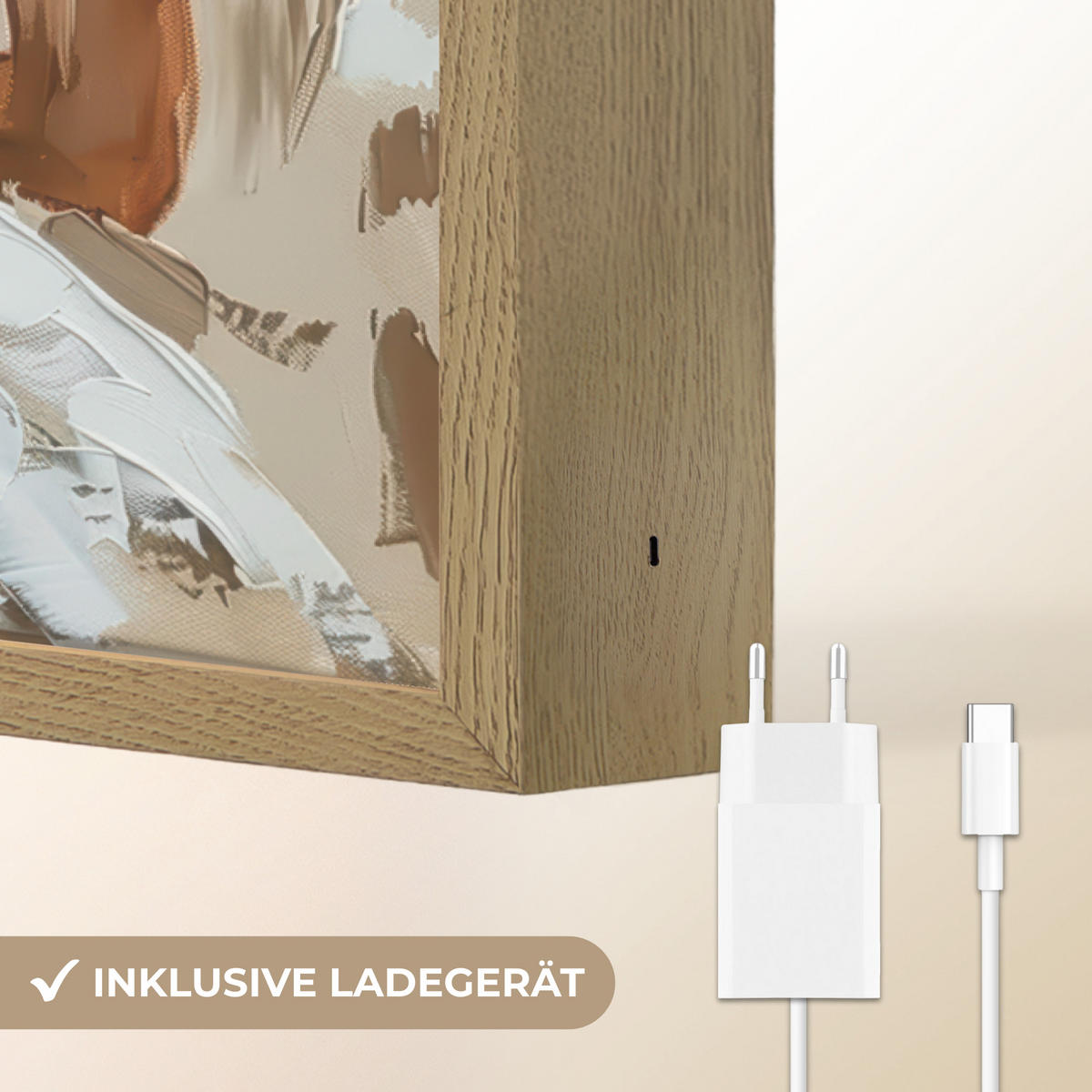 NÁSTĚNNÁ LAMPA S AKUMULÁTOREM Žena - malba - abstraktní - béžová - moderní 60x90 cm - světle hnědá, kompozitní dřevo (60/90/8cm) - OnlyWow