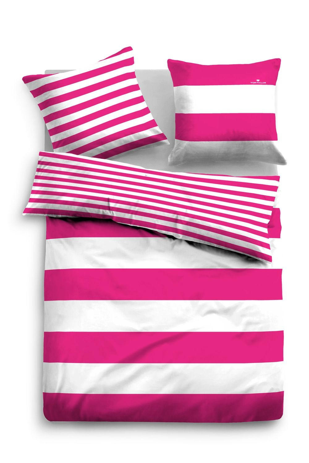 BETTWÄSCHE Sportliche Streifen WEISS 155/200cm - Grün, Textil (155/200cm)