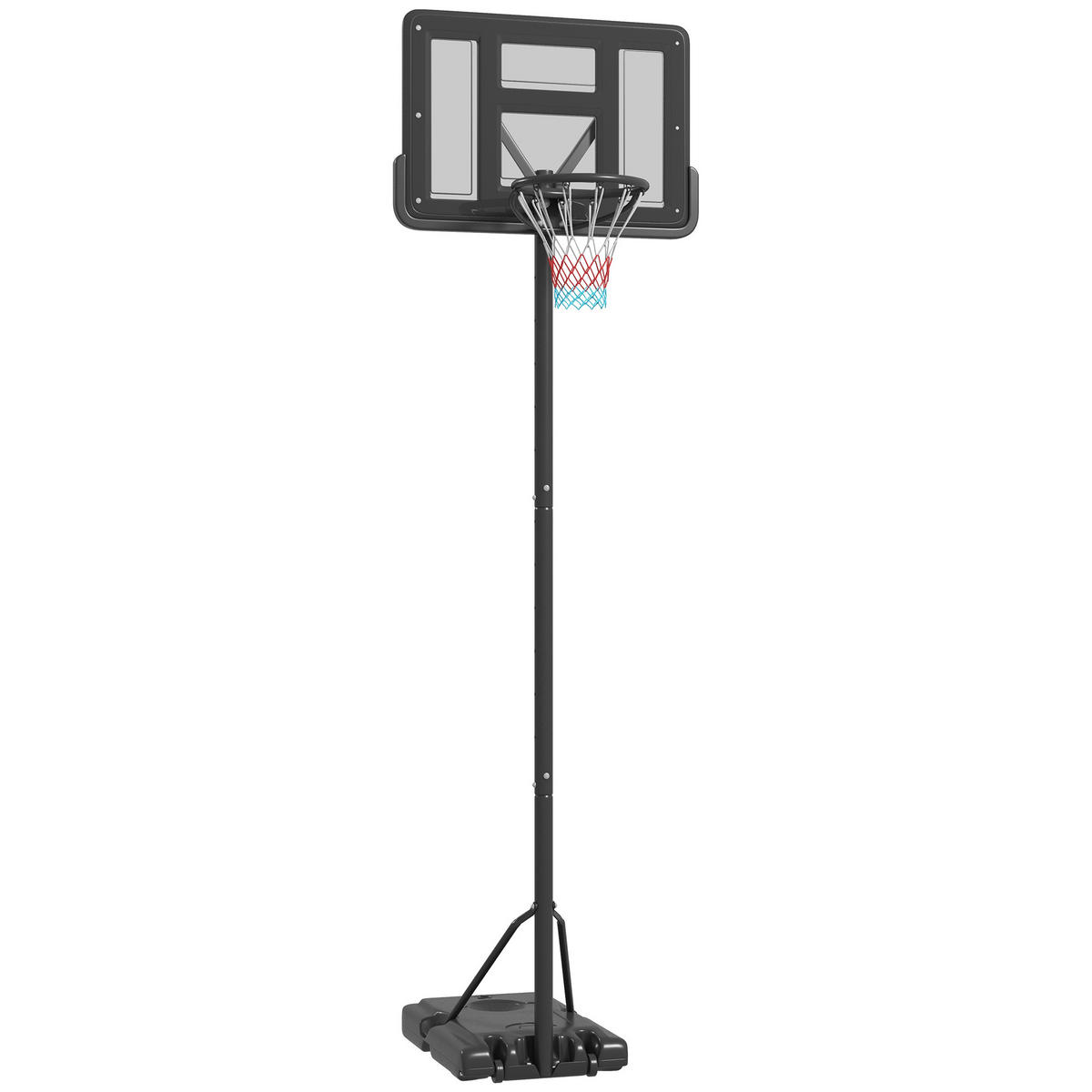 2-IN-1 Basketballständer 230-305cm Höhenverstellbarer Basketballkorb mit Ständer - Schwarz, Metall (60/90cm) - SPORTNOW