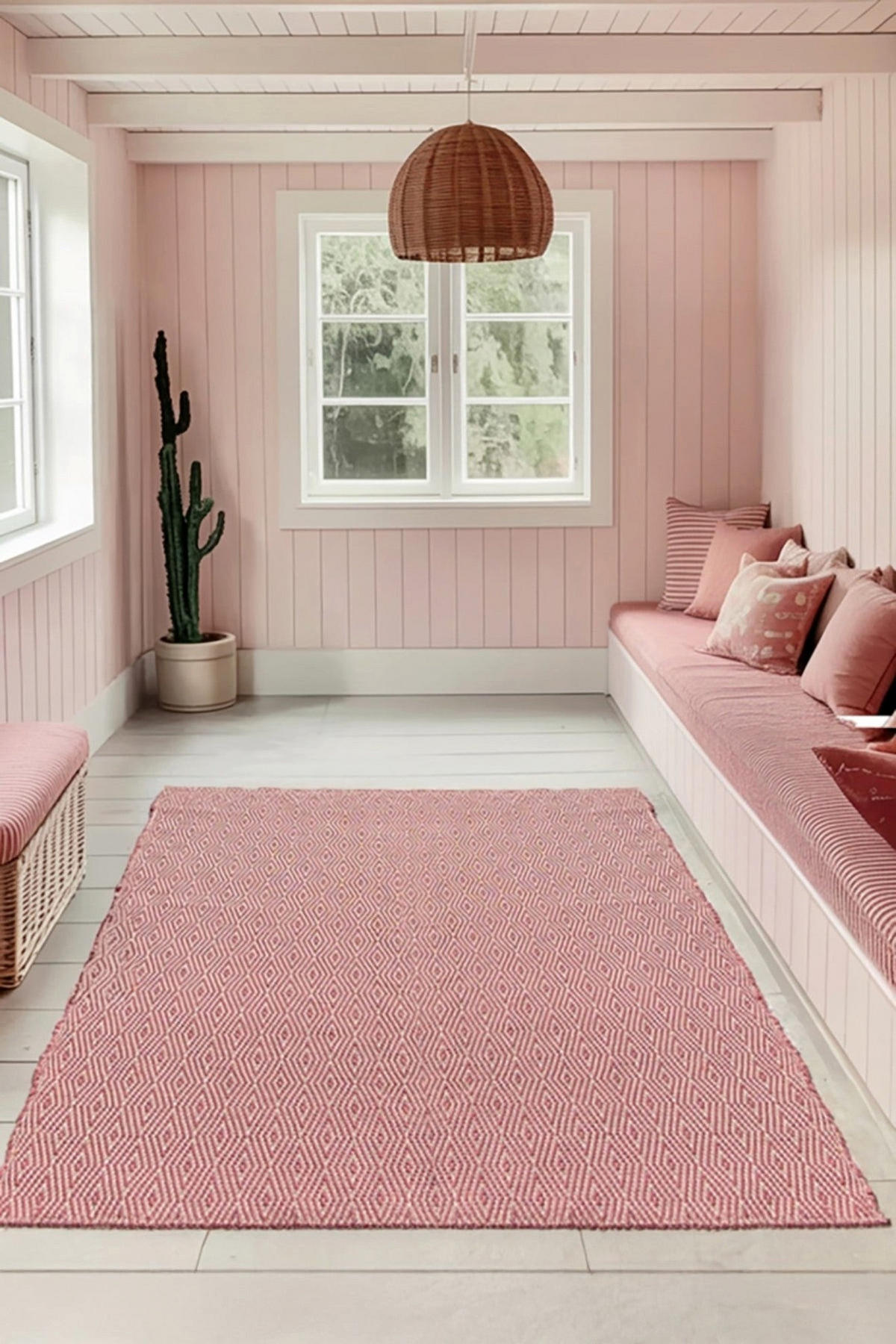 TEPPICH aus recycelten Fasern handgewebt rosa - Pink, Naturmaterialien (120/170cm) - AFK Living