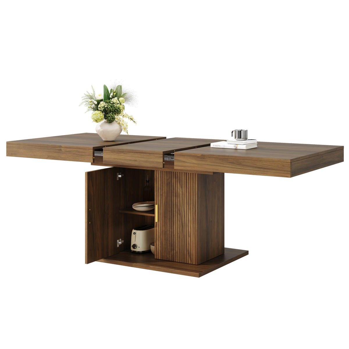 ESSTISCH ausziehbar 140-180/90/75,2 cm mit Stauraum DE-39641 Nussbaum - Walnussfarben, Holzwerkstoff (90/140/75.2cm) - ComfortXL
