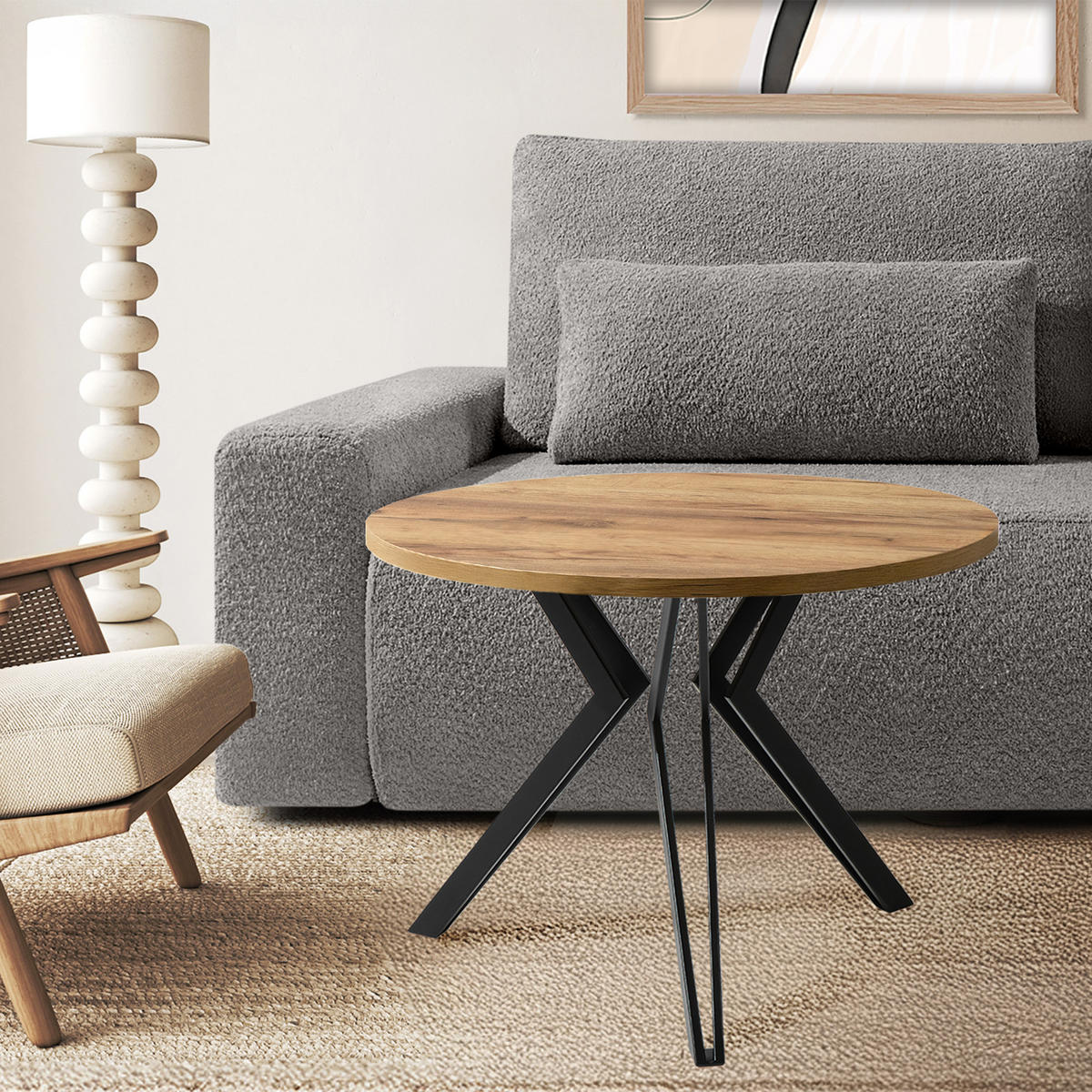 COUCHTISCH TETRO Kaffeetisch - Eichefarben, Holzwerkstoff/Metall (65/65/51cm) - KONSIMO®