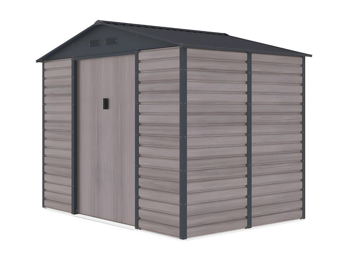 SCHREBERGARTENHAUS - 267 cm x 181 cm - metall - anthrazitgrau, naturfarben dunkel Adelmo - Grau, Metall (267/221/181cm) - Vente-Unique