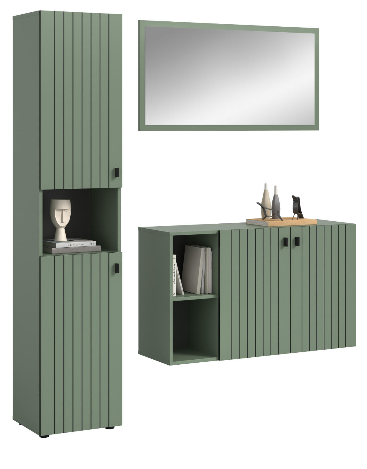 Inn.Furn Garderobe-Set Grün 161x192x37 cm