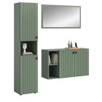 GARDEROBE-SET grün 3-teilig 161 cm, Komplettset mit viel Stauraum - Schwarz/Grün, Glas/Holzwerkstoff (161/192/37cm) - Inn.Furn